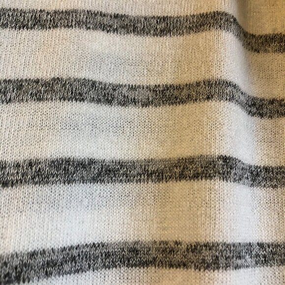 Banana Republic Hoodie Stripe Sweatshirt Kangaroo Pocket White & Grey Pullover - Picture 5 of 15